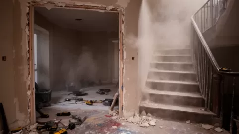 Remont w mieszkaniu i kurz na klatce