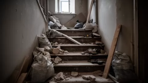 Remont mieszkania a bałagan na klatce schodowej