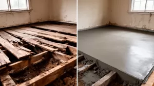 Wymiana podłogi drewnianej na betonową